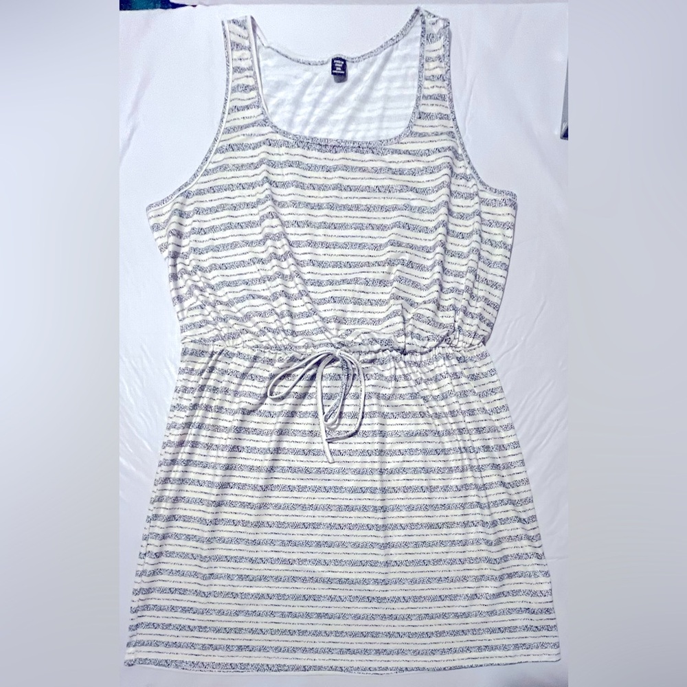 SHEIN blue and cream Tie Front Tank Top Dress